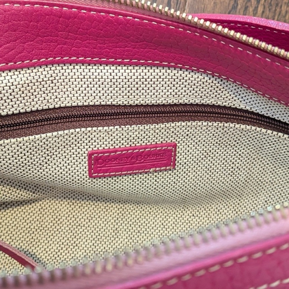 Vintage Dooney & Bourke Pink Y2K DB Monogram Canvas Leather Buckle Shoulder Bag - Picture 15 of 16